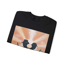 Load image into Gallery viewer, Sweatshirt with an Australian and New Zealand soldier back to back with light-horsemen in the background and poppies in the foreground