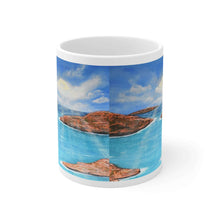 Load image into Gallery viewer, 11oz BPA, lead-free, microwave/dishwasher safe, white ceramic, vivid colours. Many original artworks by Kerry Sandhu Art