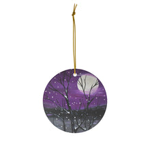 Load image into Gallery viewer, Original artwork front, description on back. Thick high-quality porcelain. 7cm diameter. Comes w/ ribbon by Kerry Sandhu Art