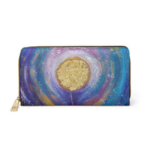 Load image into Gallery viewer, Pockets for cash, c/cards, coins, & more. Stylish faux leather, lots of original artworks by Kerry Sandhu Art to choose from