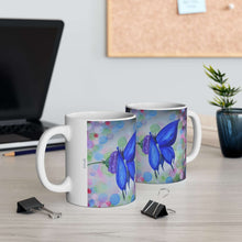 Load image into Gallery viewer, 11oz BPA, lead-free, microwave/dishwasher safe, white ceramic, vivid colours. Many original artworks by Kerry Sandhu Art