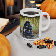 Load image into Gallery viewer, 11oz BPA, lead-free, microwave/dishwasher safe, white ceramic, vivid colours. Many original artworks by Kerry Sandhu Art