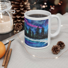 Load image into Gallery viewer, 11oz BPA, lead-free, microwave/dishwasher safe, white ceramic, vivid colours. Many original artworks by Kerry Sandhu Art