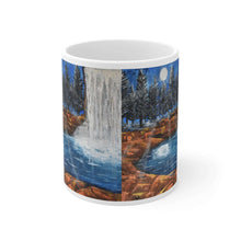 Load image into Gallery viewer, 11oz BPA, lead-free, microwave/dishwasher safe, white ceramic, vivid colours. Many original artworks by Kerry Sandhu Art
