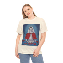 Load image into Gallery viewer, WWI Nurse in a red cape, holding a pan with red poppies and the word Devotion at the bottom