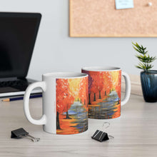 Load image into Gallery viewer, 11oz BPA, lead-free, microwave/dishwasher safe, white ceramic, vivid colours. Many original artworks by Kerry Sandhu Art
