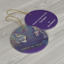Load image into Gallery viewer, Original artwork front, description on back. Thick high-quality porcelain. 7cm diameter. Comes w/ ribbon by Kerry Sandhu Art