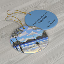 Load image into Gallery viewer, Original artwork front, description on back. Thick high-quality porcelain. 7cm diameter. Comes w/ ribbon by Kerry Sandhu Art