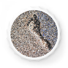 Load image into Gallery viewer, Plastic exterior w/ metallic bottom, magnetic back, 2 different opening mechanisms, matte finish. Art by Kerry Sandhu Art