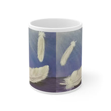 Load image into Gallery viewer, 11oz BPA, lead-free, microwave/dishwasher safe, white ceramic, vivid colours. Many original artworks by Kerry Sandhu Art