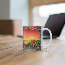 Load image into Gallery viewer, 11oz BPA, lead-free, microwave/dishwasher safe, white ceramic, vivid colours. Many original artworks by Kerry Sandhu Art