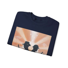 Load image into Gallery viewer, Sweatshirt with an Australian and New Zealand soldier back to back with light-horsemen in the background and poppies in the foreground