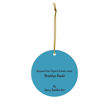 Load image into Gallery viewer, Original artwork front, description on back. Thick high-quality porcelain. 7cm diameter. Comes w/ ribbon by Kerry Sandhu Art