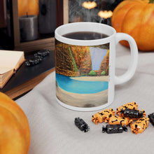 Load image into Gallery viewer, 11oz BPA, lead-free, microwave/dishwasher safe, white ceramic, vivid colours. Many original artworks by Kerry Sandhu Art