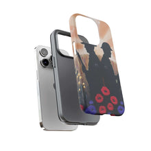 Load image into Gallery viewer, Phone case with an Australian and New Zealand soldier back to back with light-horsemen in the background and poppies in the foreground