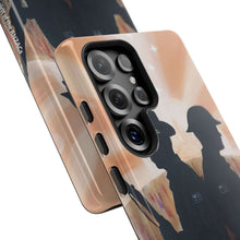 Load image into Gallery viewer, Phone case with an Australian and New Zealand soldier back to back with light-horsemen in the background and poppies in the foreground