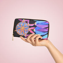 Load image into Gallery viewer, Pockets for cash, c/cards, coins, & more. Stylish faux leather, lots of original artworks by Kerry Sandhu Art to choose from