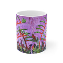 Load image into Gallery viewer, 11oz BPA, lead-free, microwave/dishwasher safe, white ceramic, vivid colours. Many original artworks by Kerry Sandhu Art