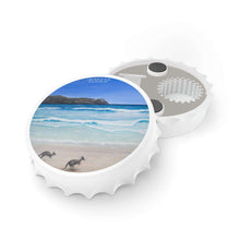 Load image into Gallery viewer, Plastic exterior w/ metallic bottom, magnetic back, 2 different opening mechanisms, matte finish. Art by Kerry Sandhu Art