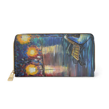 Load image into Gallery viewer, Pockets for cash, c/cards, coins, & more. Stylish faux leather, lots of original artworks by Kerry Sandhu Art to choose from