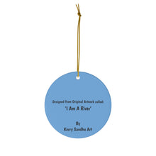Load image into Gallery viewer, Original artwork front, description on back. Thick high-quality porcelain. 7cm diameter. Comes w/ ribbon by Kerry Sandhu Art