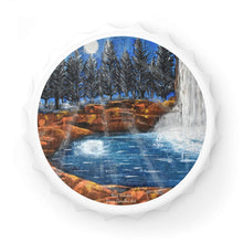 Load image into Gallery viewer, Plastic exterior w/ metallic bottom, magnetic back, 2 different opening mechanisms, matte finish. Art by Kerry Sandhu Art