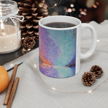 Load image into Gallery viewer, 11oz BPA, lead-free, microwave/dishwasher safe, white ceramic, vivid colours. Many original artworks by Kerry Sandhu Art