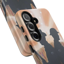 Load image into Gallery viewer, Phone case with an Australian and New Zealand soldier back to back with light-horsemen in the background and poppies in the foreground
