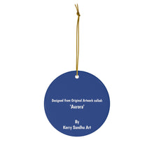 Load image into Gallery viewer, Original artwork front, description on back. Thick high-quality porcelain. 7cm diameter. Comes w/ ribbon by Kerry Sandhu Art