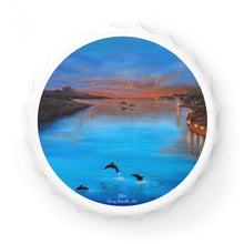 Load image into Gallery viewer, Plastic exterior w/ metallic bottom, magnetic back, 2 different opening mechanisms, matte finish. Art by Kerry Sandhu Art
