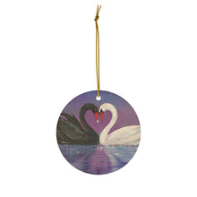 Load image into Gallery viewer, Original artwork front, description on back. Thick high-quality porcelain. 7cm diameter. Comes w/ ribbon by Kerry Sandhu Art