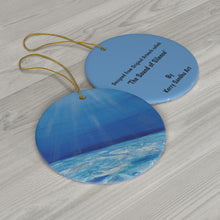 Load image into Gallery viewer, Original artwork front, description on back. Thick high-quality porcelain. 7cm diameter. Comes w/ ribbon by Kerry Sandhu Art