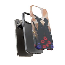 Load image into Gallery viewer, Phone case with an Australian and New Zealand soldier back to back with light-horsemen in the background and poppies in the foreground