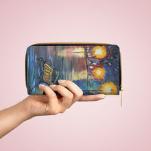 Load image into Gallery viewer, Pockets for cash, c/cards, coins, & more. Stylish faux leather, lots of original artworks by Kerry Sandhu Art to choose from