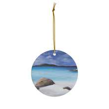 Load image into Gallery viewer, Original artwork front, description on back. Thick high-quality porcelain. 7cm diameter. Comes w/ ribbon by Kerry Sandhu Art