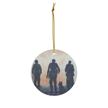 Load image into Gallery viewer, Original artwork front, description on back. Thick high-quality porcelain. 7cm diameter. Comes w/ ribbon by Kerry Sandhu Art