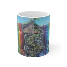 Load image into Gallery viewer, 11oz BPA, lead-free, microwave/dishwasher safe, white ceramic, vivid colours. Many original artworks by Kerry Sandhu Art
