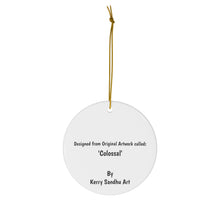 Load image into Gallery viewer, Original artwork front, description on back. Thick high-quality porcelain. 7cm diameter. Comes w/ ribbon by Kerry Sandhu Art