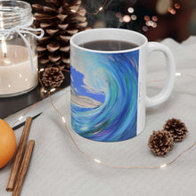 Load image into Gallery viewer, 11oz BPA, lead-free, microwave/dishwasher safe, white ceramic, vivid colours. Many original artworks by Kerry Sandhu Art