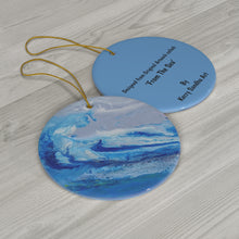 Load image into Gallery viewer, Original artwork front, description on back. Thick high-quality porcelain. 7cm diameter. Comes w/ ribbon by Kerry Sandhu Art