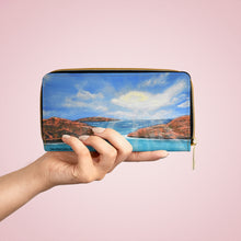 Load image into Gallery viewer, Pockets for cash, c/cards, coins, & more. Stylish faux leather, lots of original artworks by Kerry Sandhu Art to choose from