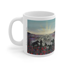 Load image into Gallery viewer, 11oz BPA, lead-free, microwave/dishwasher safe, white ceramic, vivid colours. Many original artworks by Kerry Sandhu Art