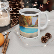 Load image into Gallery viewer, 11oz BPA, lead-free, microwave/dishwasher safe, white ceramic, vivid colours. Many original artworks by Kerry Sandhu Art