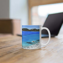 Load image into Gallery viewer, 11oz BPA, lead-free, microwave/dishwasher safe, white ceramic, vivid colours. Many original artworks by Kerry Sandhu Art