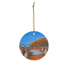Load image into Gallery viewer, Original artwork front, description on back. Thick high-quality porcelain. 7cm diameter. Comes w/ ribbon by Kerry Sandhu Art