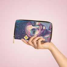 Load image into Gallery viewer, Pockets for cash, c/cards, coins, & more. Stylish faux leather, lots of original artworks by Kerry Sandhu Art to choose from