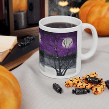 Load image into Gallery viewer, 11oz BPA, lead-free, microwave/dishwasher safe, white ceramic, vivid colours. Many original artworks by Kerry Sandhu Art