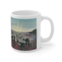 Load image into Gallery viewer, 11oz BPA, lead-free, microwave/dishwasher safe, white ceramic, vivid colours. Many original artworks by Kerry Sandhu Art