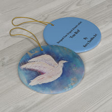 Load image into Gallery viewer, Original artwork front, description on back. Thick high-quality porcelain. 7cm diameter. Comes w/ ribbon by Kerry Sandhu Art