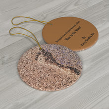 Load image into Gallery viewer, Original artwork front, description on back. Thick high-quality porcelain. 7cm diameter. Comes w/ ribbon by Kerry Sandhu Art
